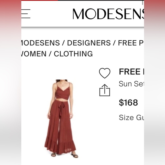 FREE PEOPLE 
Sun Setrust - Cherry - Picture 4 of 6